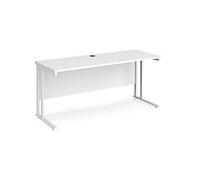 Rectangular Straight Desk White Wood Cantilever Legs White Maestro 25 1600 x 600 x 725mm