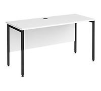 Rectangular Straight Desk White Wood H-Frame Legs Black Maestro 25 1400 x 600 x 725mm