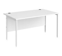 Rectangular Straight Desk White Wood H-Frame Legs White Maestro 25 1400 x 800 x 725mm