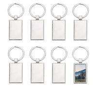 Rectangular Sublimation Keychains Set of 10, Alloy Blank Photo Ring