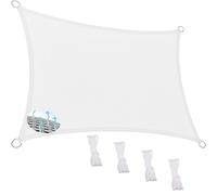 Rectangular Sun Shade Sail 260 x 450 cm 95% UV Protection Breathable Canopy with Cord for Outdoor Patio Garden Deck - Customizable White Wind Resistant Cover