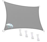 Rectangular Sun Shade Sail 300x340 cm 95% UV Protection Breathable Outdoor Canopy with Cord for Garden Patio Deck Adjustable Light Gray