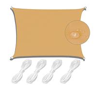 Rectangular Sun Shade Sail 3x6m with Fixing Ropes - Waterproof, UV-Resistant, Tear-Resistant Polyester Canopy, Weatherproof Sand Yellow Outdoor Shade Solution