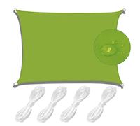 Rectangular Sun Shade Sail 4x6m - 98% UV Protection Waterproof Canopy for Backyard Garden Terrace Carport Pool - Sun & Rain Shelter with Ropes - Yellow Green