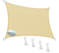 Rectangular Sun Shade Sail 500x550 cm 95% UV Protection Breathable Outdoor Canopy with Cord Premium Sun Protection for Patio Garden and Yard Cream Color