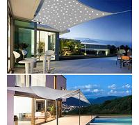 Rectangular Sun Shade Sail with LED Lighting, Waterproof Polyester Oxford Fabric, 95% UV Block, Perfect for Outdoor Use on Terrace, Balcony & Garden, 3x4m