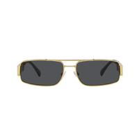Rectangular Sunglasses with Dark Grey Lenses and Gold Frame - unisex - Versace - Sunglasses - Yellow - 60 MM - Accessories 60 MM