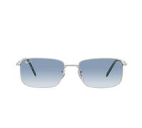 Rectangular Sunglasses with Silver Frame and Blue Lenses - unisex - Ray-Ban - Sunglasses - Gray - 57 MM - Accessories 57 MM