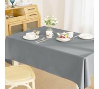 Rectangular Table Cloth 220 x 180 cm - Wipe Clean & Machine Washable - Decorative Grey Table Cover for Kitchen & Garden - Ideal for Spring & Summer Events