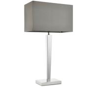 Rectangular Table Lamp Light Modern Chrome & Grey Shade Sleek Metal Sideboard