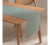 Rectangular Table Runner, Stain-Resistant, Waterproof, Vichy, Checked, 45 x 170 cm, Cotton Touch, Breathable and Soft, Green