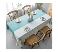 Rectangular Tablecloth 110x170 cm, Washable Cotton-Linen Blend, Ombre Stripe Design with Tassels, Perfect for Kitchen & Dining Room, Christmas & Greenery Theme