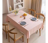 Rectangular Tablecloth 130x240 cm - Pink Cotton Linen Blend, Wrinkle-Free, Washable & Reusable - Perfect for Dining, Parties & Home Decor