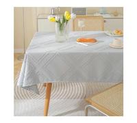 Rectangular Tablecloth 135x240 cm (53x94 Inch) - Washable Cotton Linen with Stylish Tassels Ideal for Parties Picnics Dining and Outdoor Events - Elegant Grey Decor.