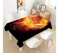 Rectangular Tablecloth American Football Large Table Cloth Cover 140x200 cm Soccer Flames Wipe Clean Polyester Fabric, 3D Table Protector for Kitchen Dining Party 55x78 in a/3455