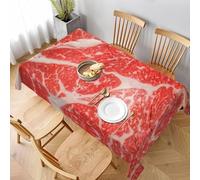 Rectangular Tablecloth Beef Extra Large Table Cloth Cover 140x300 cm Bacon Pattern Wipe Clean Polyester Fabric, 3D Table Protector for Kitchen Dining Party 55x118 in a/3069