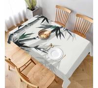 Rectangular Tablecloth Chinese Style Extra Large Table Cloth Cover 140x300 cm Ink Bamboo Wipe Clean Polyester Fabric, 3D Table Protector for Kitchen Dining Party 55x118 in a-5699