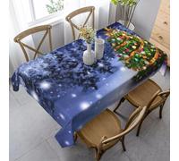 Rectangular Tablecloth Christmas Cartoon Large Table Cloth Cover 140x200 cm Winter Woodland Wipe Clean Polyester Fabric, 3D Table Protector for Kitchen Dining Party 55x78 in a/1645