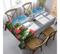 Rectangular Tablecloth Christmas Extra Large Table Cloth Cover 140x240 cm Winter Snow Wipe Clean Polyester Fabric, 3D Table Protector for Kitchen Dining Party 55x94 in a/3027