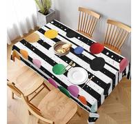 Rectangular Tablecloth Colorful Circles Extra Large Table Cloth Cover 140x240 cm Polka Dot Stripes Wipe Clean Polyester Fabric, 3D Table Protector for Kitchen Dining Party 55x94 in a/2937