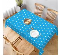 Rectangular Tablecloth Cute Polka Dots Extra Large Table Cloth Cover 140x240 cm Blue Wipe Clean Polyester Fabric, 3D Table Protector for Kitchen Dining Party 55x94 in a/6257