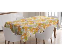 Rectangular Tablecloth Flowers Yellow Extra Large Table Cloth Cover 140x260 cm Plants Flowers Wipe Clean Polyester Fabric, 3D Table Protector for Kitchen Dining Party 55x102 in a/3968