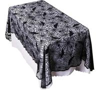 Rectangular Tablecloth, Halloween Bat Spider Web Table Cover - 60" x 104" - Home Dinner Table Cloth, Black Lace Cobweb Table Topper for Party Décor Dinner Spooky Meals Scary Movie Nights (60*104 Inch)