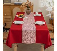 Rectangular Tablecloth, Linen Tablecloth, Featuring Advanced Waterproof Technology, Suitable for Restaurants, Farmhouses, Christmas, Holidays, and Outdoor Use(Red,140x260cm/55.1x102.3in)