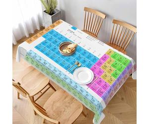 Rectangular Tablecloth Periodic Table Extra Large Table Cloth Cover 140x240 cm Learning and Education Wipe Clean Polyester Fabric, 3D Table Protector for Kitchen Dining Party 55x94 in a-4797