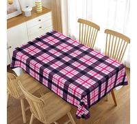 Rectangular Tablecloth Plaid Extra Large Table Cloth Cover 140x300 cm Rose Red and Black Wipe Clean Polyester Fabric, 3D Table Protector for Kitchen Dining Party 55x118 in a-8079