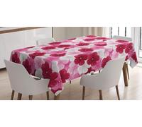 Rectangular Tablecloth Red White Flower Extra Large Table Cloth Cover 140x260 cm Beautiful Wipe Clean Polyester Fabric, 3D Table Protector for Kitchen Dining Party 55x102 in a/2368