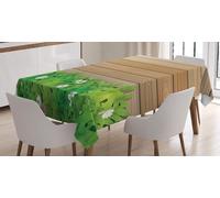 Rectangular Tablecloth Vintage Wooden Board Extra Large Table Cloth Cover 140x300 cm Flower Plants Wipe Clean Polyester Fabric, 3D Table Protector for Kitchen Dining Party 55x118 in a/2379