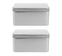 Rectangular Tin Boxes with Lids, 2PCS Metal Storage Organizer Tins Containers for Candy, Treats, Favors and Crafts, 13cm x 8cm x 6cm (Sliver)