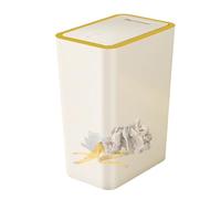 Rectangular Trash Bin - Push Type Garbage Container, Sealed Odor Control Bin | Compact & Space Saving Small Waste Basket With Lid For Bathroom & Kitchen With Anti-Slip Base & Easy-Clean