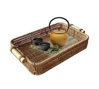 Rectangular Tray - Hand Rattan Mesh, Elegant Bath | Woven Tray as Decorative Towel Holder for Toilet Paper Guest and Cosmetics in the Bathroom or