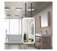 Rectangular Vanity Mirror With A Hanging Rod, Illuminated LED, 3-color Dimmable Light, Ceiling-mounted Floating, Suitable For Home Or Hotel(Black,40x60cm)