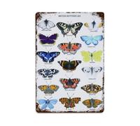 Rectangular Vintage British Butterfly Chart Decor Plaque Vintage Aluminium Metal Sign, Retro Wall Decor for Home, Bar, Garage & Farmhouse 30x20cm