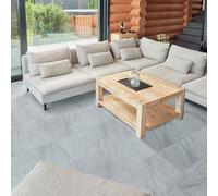 Rectangular Vinyl Floor Tiles Self Adhesive Peel & Stick Tile (30 Pcs) Novecrafto Grey One Size