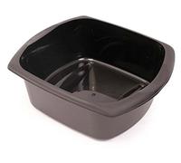 Rectangular Washing Up Bowl 9.5L Kitchen Dish Wash with Integral Handles Strong Plastic Bowls Recycled Sink Dishes Basin (Soft Black)