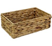 Rectangular Water Hyacinth Small baskets for storage Natural colour wicker basket shelves open Decorative gift box Small bathroom mini tray makeup bathroom Kitchen organiser (Medium 28cm, 1x Basket)