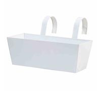 Rectangular White Flower Box 39x16.5x14.5cm Steel Sheet with Holders Planter