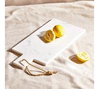 Premier Housewares Rectangular White Marble Paddle Chopping Board Strong Versatile Cutting Board Non-Stick Surface Polished Finish w40 x d18 x h1cm