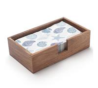 Rectangular Wood Guest Towel Napkin Holder for Table, Wooden Flat Napkin Basket Tray for Kitchen Bathroom (24 x 14 x 6.5 cm)