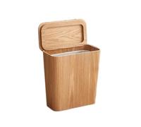 Rectangular Wood Trash Can with Lid Japanese-Style Wood Garbage Recycling Bin Slim Plastic Kitchen Trash Bin for BathroomPowder RoomBedroomKitchenCraft RoomOffice