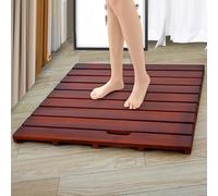 Rectangular Wooden Bath Mat, Bamboo Wood Bath Mat Shower Duck Board Slatted Design Walnut Multiple Sizes(70x95cm/28x37in)
