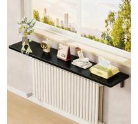 Rectangular wooden radiator shelf, wall shelf, storage option above the radiator with triangular bracket for living room and kitchen