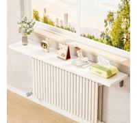 Rectangular wooden radiator shelf, wall shelf, storage option above the radiator with triangular bracket for living room and kitchen
