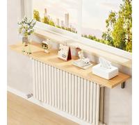 Rectangular wooden radiator shelf, wall shelf, storage option above the radiator with triangular bracket for living room and kitchen