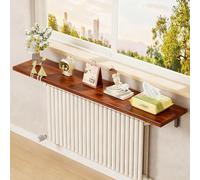Rectangular wooden radiator shelf, wall shelf, storage option above the radiator with triangular bracket for living room and kitchen