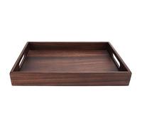 Rectangular Wooden Serving Tray with Grooves, Walnut Food Serving Tray, Handcrafted Tea Coffee Fruit Snack Tray, Smooth Polished for Home Office Use (S)
